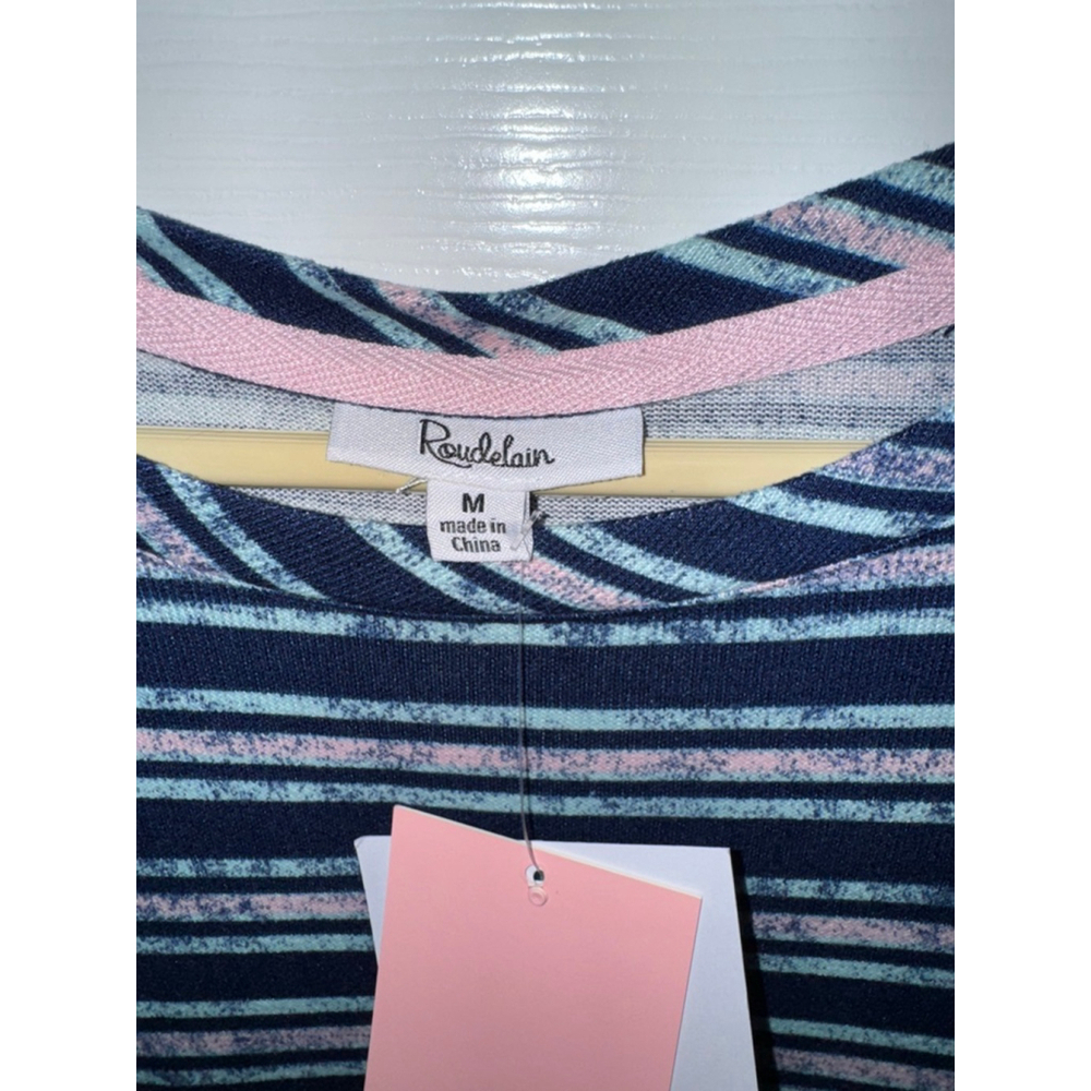 NWT Roudelain Navy Pink Striped Sleeveless Maxi Dress Medium - Picture 3 of 6